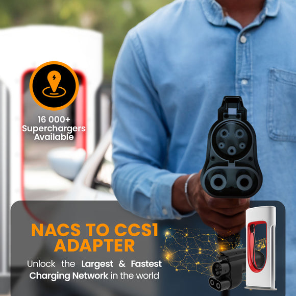 NACS to CCS Charging Adapter - Tesla Supercharger Adapter for KIA, Hyundai, Rivian, Ford, Chevy/GM, Volvo, Polestar