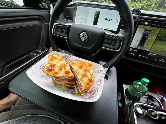 Rivian R1T / R1S Steering Wheel Tray - 3-in-1 Tray with Car Seat Gap Storage